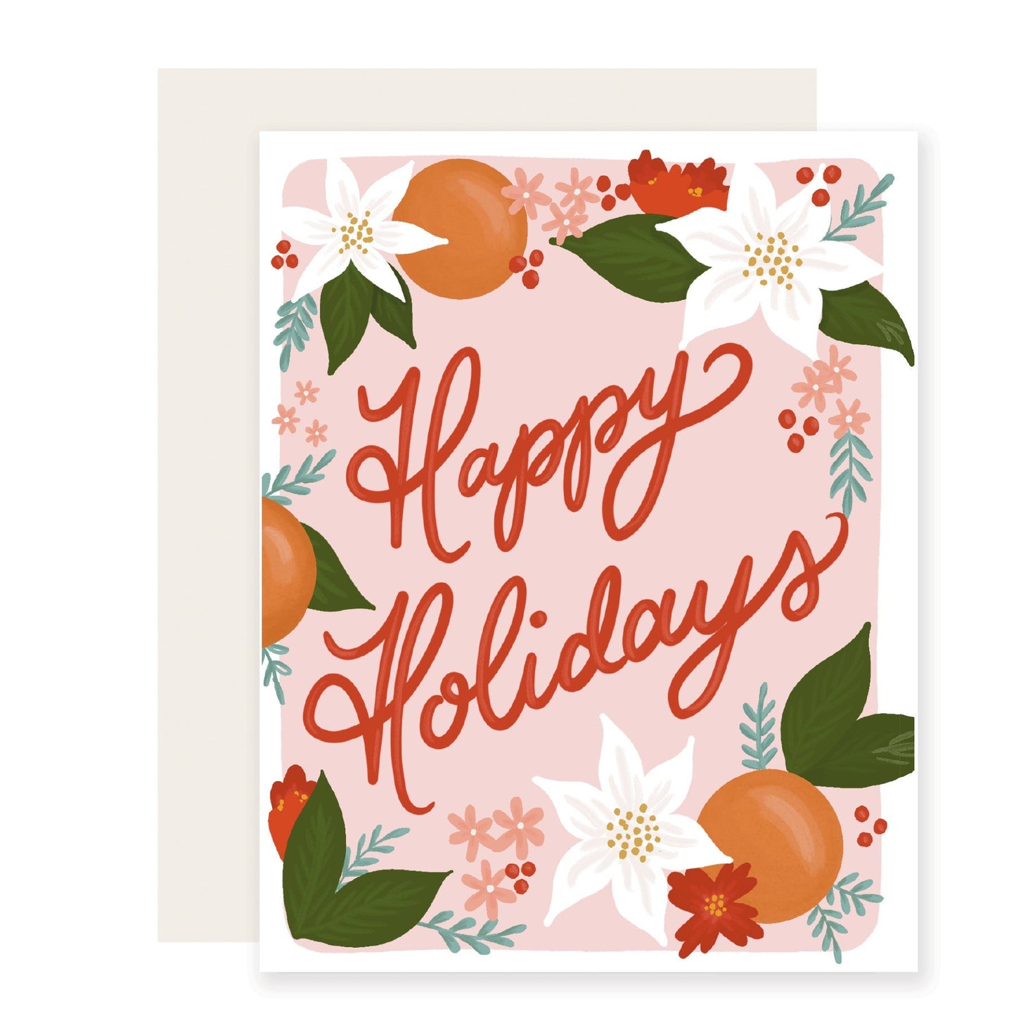 Orange Floral Holiday Card | Beautiful Holiday Card (Case Pack of 6)