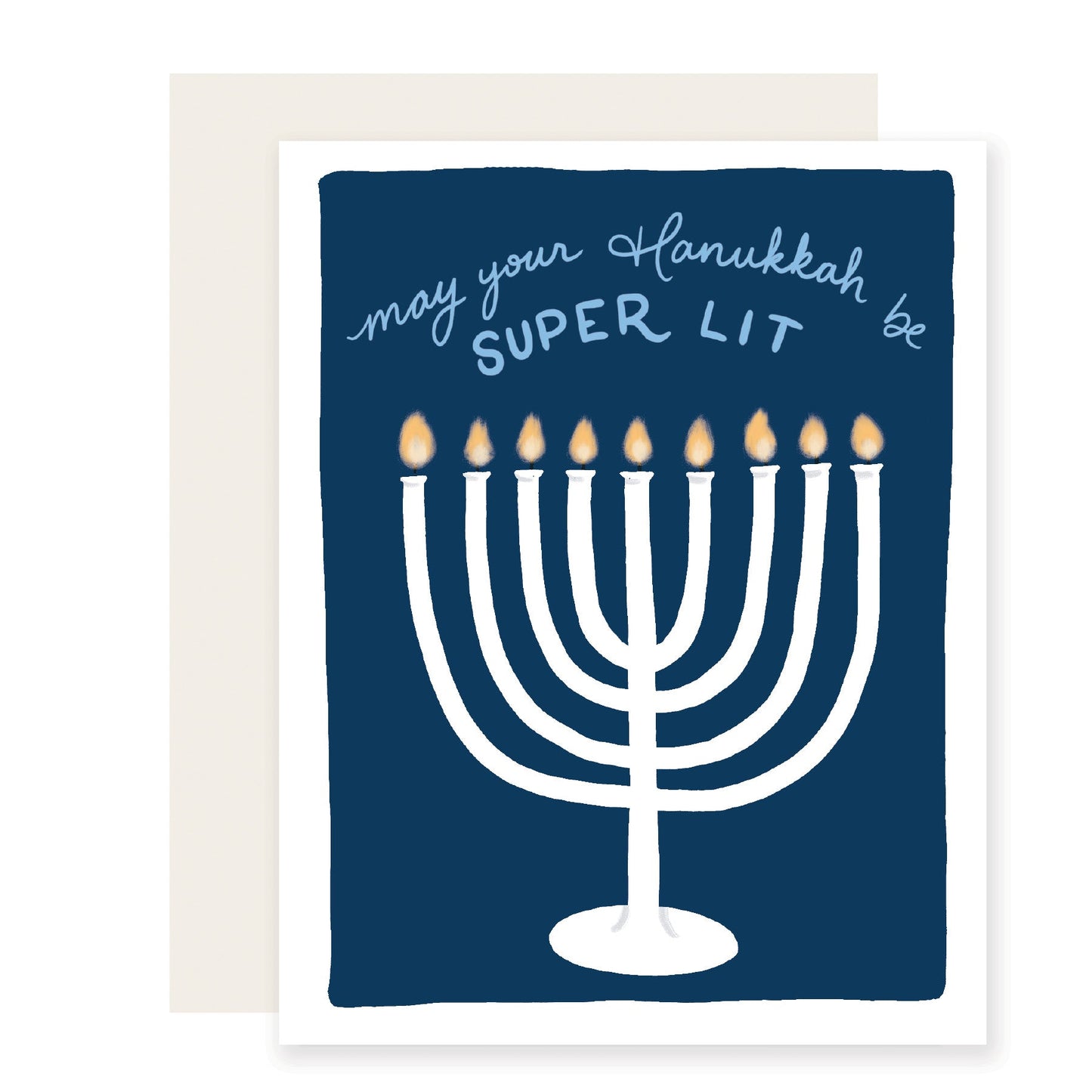 Super Lit Hanukkah | Happy Hanukkah Card | Menorah Card (Case Pack of 6)