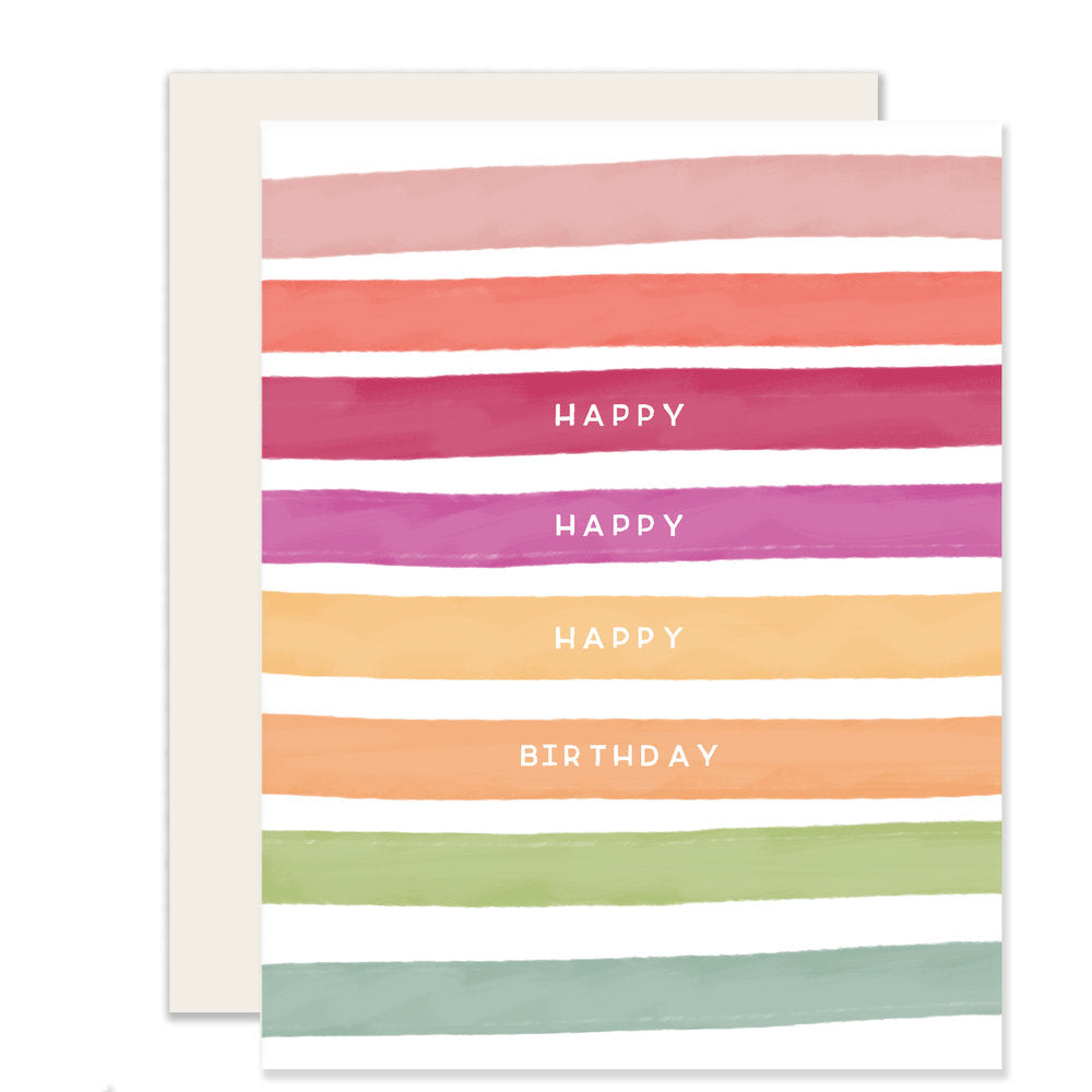 Happy Stripes | Colorful Happy Birthday Card (Case Pack of 6)