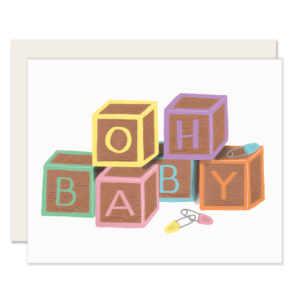 Baby Blocks | Baby Shower Card | New Baby Card (Case Pack of 6)