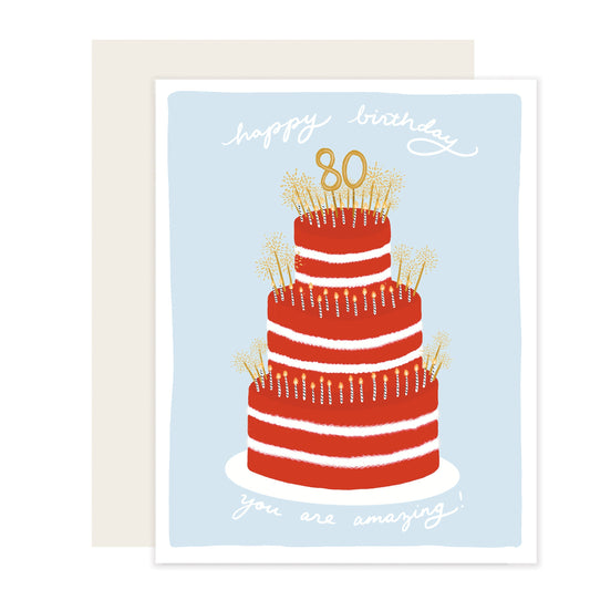 80 Cake | Happy 80Th Birthday Card (Case Pack of 6)