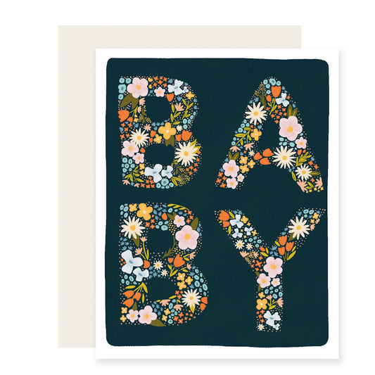 Floral Baby Letters | Floral Baby Shower Card (Case Pack of 6)