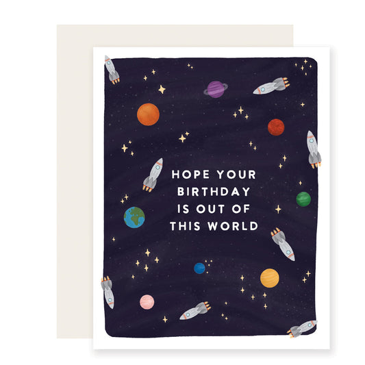 Out Of This World | Space And Solar System Birthday Card (Case Pack of 6)