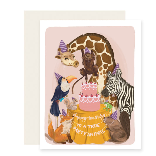 Animal Party |  Kids Birthday Children's Happy Birthday Card (Case Pack of 6)