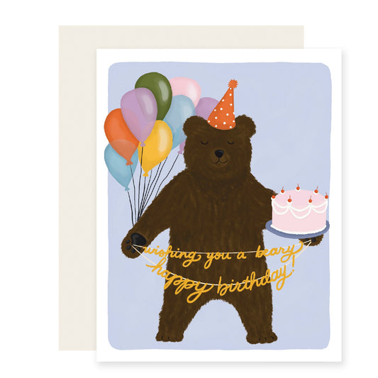 Beary Birthday | Kids Children's Happy Birthday Animal Card (Case Pack of 6)