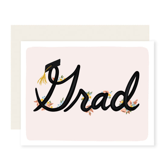 Cursive Grad Flowers (Case Pack of 6)