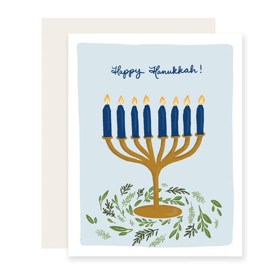 Menorah Greens Card | Hanukkah Card (Case Pack of 6)