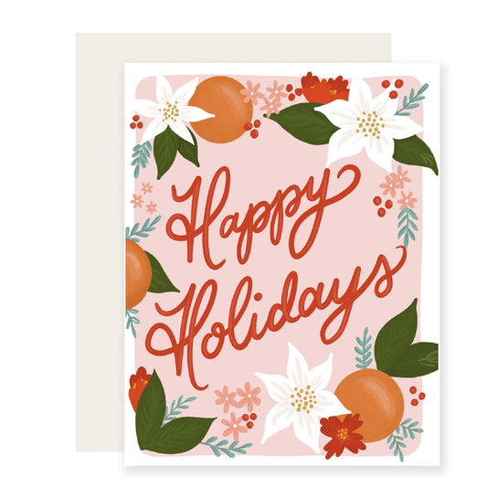 Orange Floral Holiday Card | Beautiful Holiday Card (Case Pack of 6)