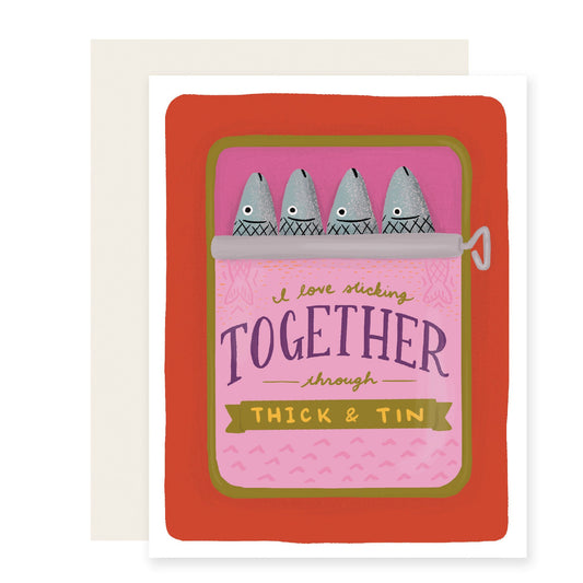 Love Sticking Together Tin Fish | Funny Pun Love (Case Pack of 6)