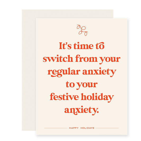 Holiday Anxiety | Funny Snarky Holiday Card (Case Pack of 6)