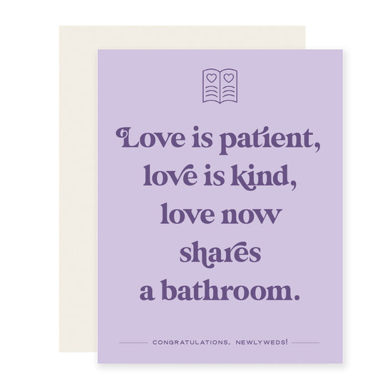 Love Shares a Bathroom | Funny Wedding Card (Case Pack of 6)