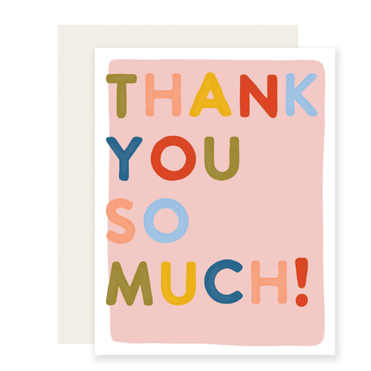 Block Letter Thank You | Colorful Thank You Card (Case Pack of 6)