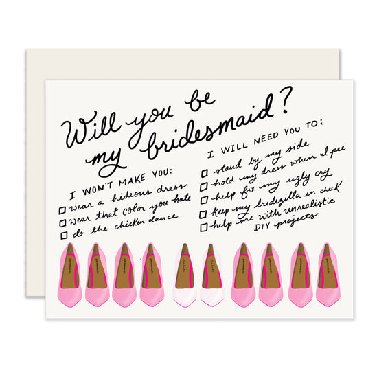 Bridesmaid Shoes | Bridesmaid Card (Case Pack of 6)