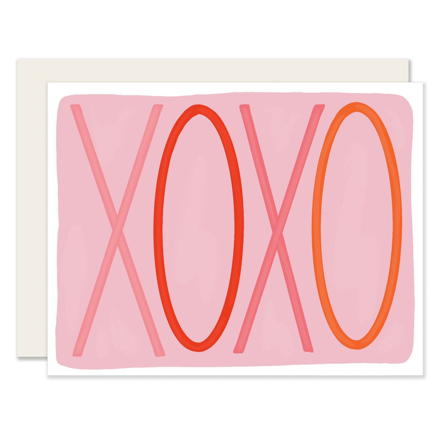 A versatile Valentine's Day card with a simple pink background and 'XOXO' in sweet, bold lettering. The complementary colors radiate warmth, making it perfect for all types of Valentines.