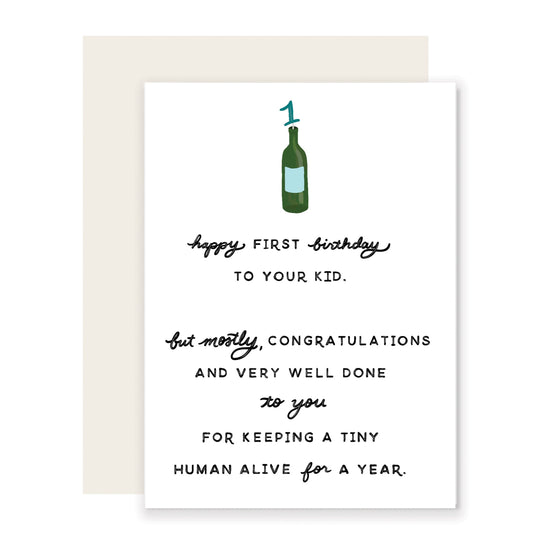 First Birthday Wine | Funny Birthday Card For Baby And Mom (Case Pack of 6)