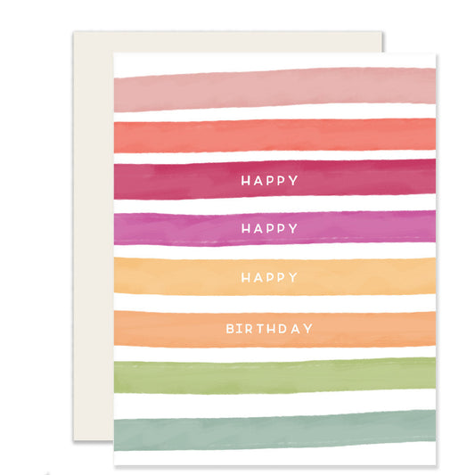 Happy Stripes | Colorful Happy Birthday Card (Case Pack of 6)