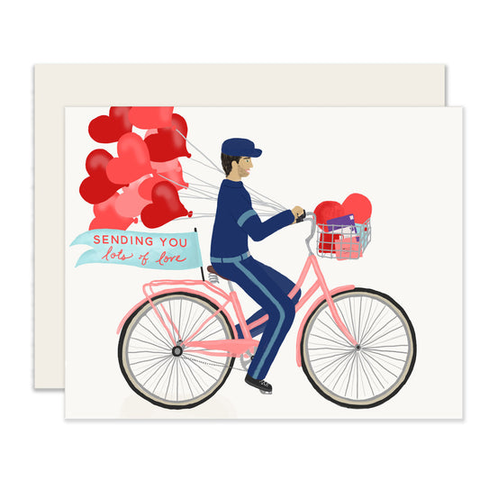 Bicycle Love Messenger | Cute I Love You Card (Case Pack of 6)